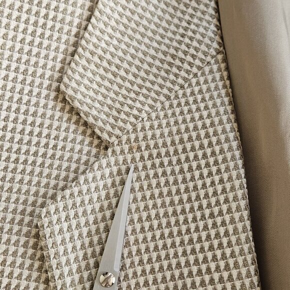 Holt Renfrew Blazer Men US 48 Cream Beige Silk Lined Union Made 2B Ventless FLAW - Picture 12 of 16